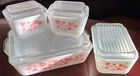 Vintage PYREX Gooseberry Pink Baking Dish Set w/Lids 8 Pieces