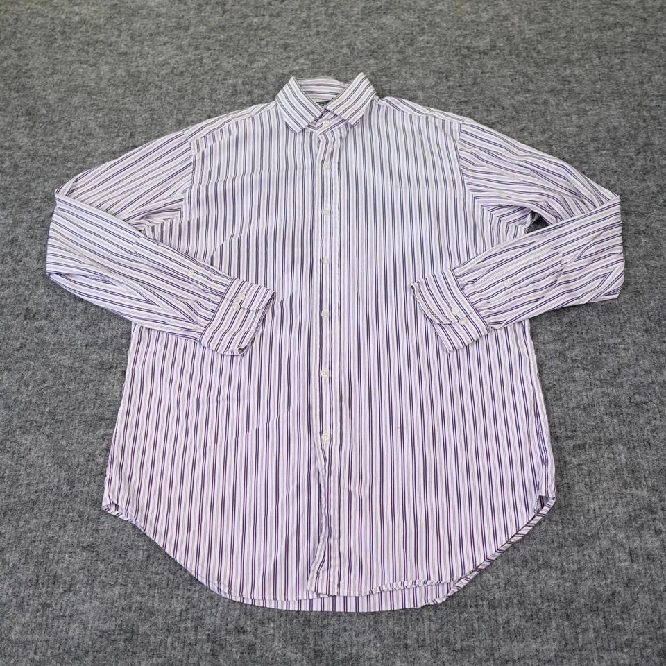 Camisa Polo Ralph Lauren Regent Calce Clásico Para Hombres 16 34/35 Algodón Rayas Púrpura Foto 2 de 4