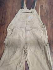 Carhartt 102776 211 Duck Bib Overalls Brown Canvas Workwear Mens 38x32
