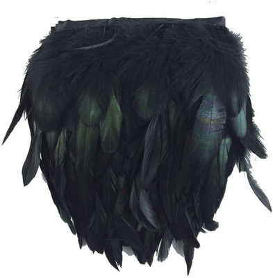 Pack of 2 Yards Natural Rooster Hackle Feather Trim Fringe 5-7'' in Width DIY Dec