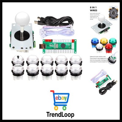 Arcade Spielsteuerung Kit USB Joystick LED Taster für DIY PC Raspberry Pi
