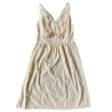 Vintage Charmode Women's Ivory Full Slip Size 38 Solid Lace Trim Bow