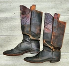 Antique Civil War Cowboy Leather US  Calvary Artillery Boots Inner Pull Straps
