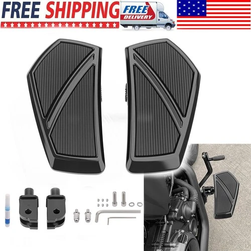 Black Floorboards Footrest Footpegs For Harley Softail Street Bob Low Rider FXFB