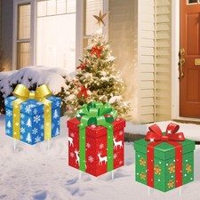 Christmas Decorations Outdoor, 3 PCS Christmas Yard Signs with Stakes, Xmas Gift