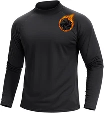 TACVASEN Mens Thermal Fleece Shirt Mock Turtle Neck Base Large, 01 Black 