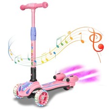 3 Wheel Scooter for Kids Toddler Bluetooth Music Speaker LED Lights 3-10 Steam