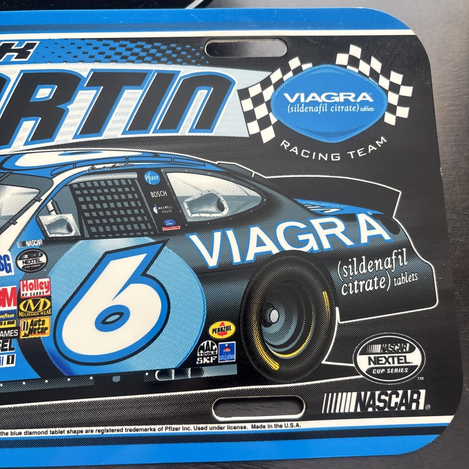 VINTAGE NASCAR Mark Martin #6 VIAGRA Roush Racing Plastic Auto Tag Plate - Image 3 of 4