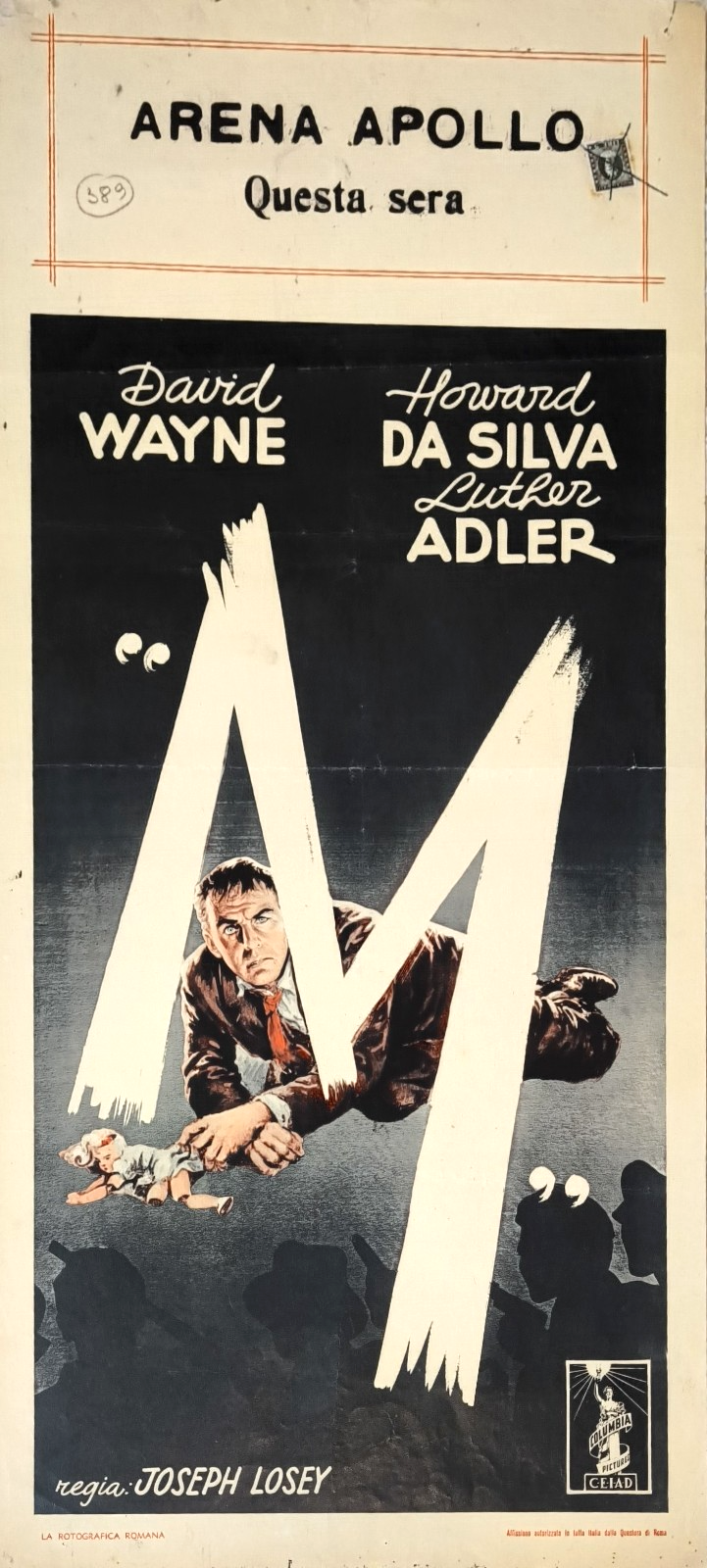 Locandina originale film M (1951) - Regia di Joseph Losey