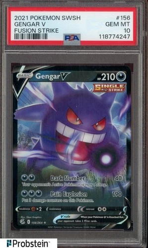 2021 Pokemon SWSH Fusion Strike #156 Gengar V PSA 10 GEM MINT