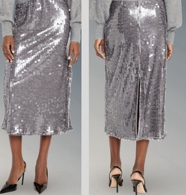 NWTS🌹THE OCCASION XL🌹LIQUID SLEEVELESS SATIN TOP SEQUINED MAXI SKIRT  SLIT SET