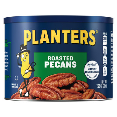 PLANTERS Roasted Pecan Nuts, Party Snacks,Plant Based Protein, 7.25 oz Steel Can