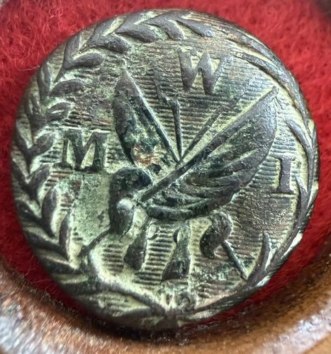 Civil war coat button, confederate, Western Military Institute (WMI), Original