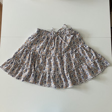 Prairie Boho Cowgirl Flowy Tiered Ruffle Mini Skirt Floral Sz Small Earth Tones