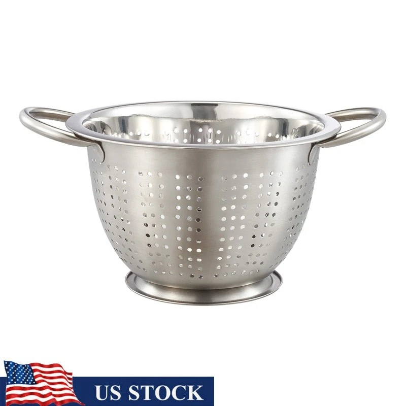 5QT Stainless Steel Colander Food Strainer Pasta Fruits Vegetables & Salad New