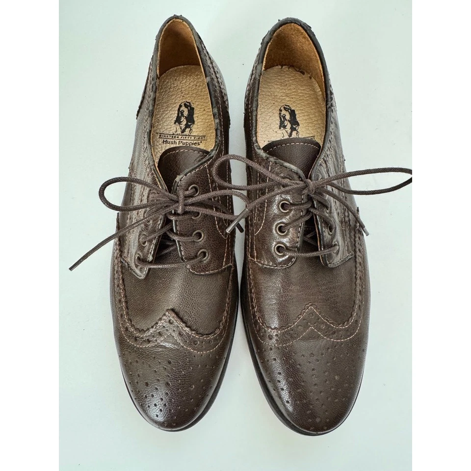 Zapatos Oxford HUSH PUPPIES Para Mujer Talla 8 Brogue Cuero Marrón Oscuro Lindley Foto 2 de 4