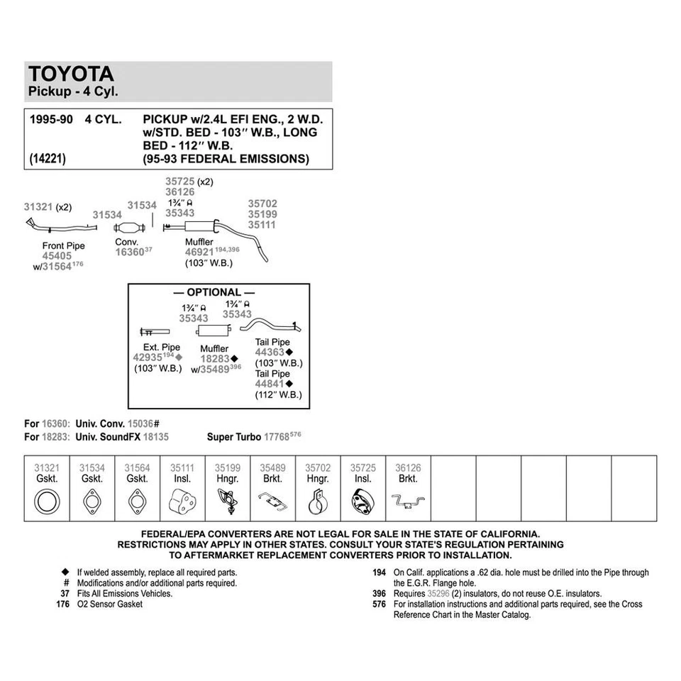 For Toyota Pickup 90-95 Exhaust Muffler and Pipe Assembly Quiet-Flow Stainless Foto 3 de 4