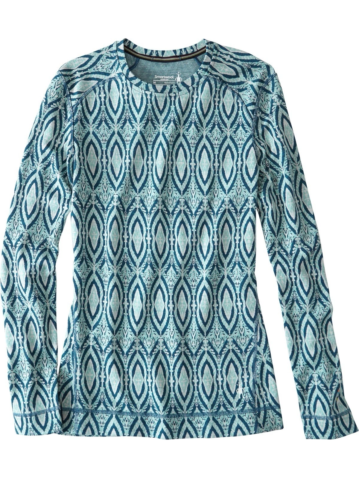 SMARTWOOL Women's Merino 250 Base Layer Pattern Crew Color Nile Blue Size M