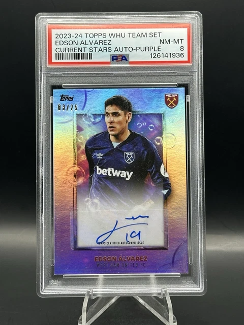 2023-24 Topps West Ham Team Set EDSON ALVAREZ Auto Purple /25 PSA 8