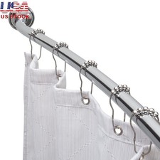 Curved Chrome Shower Rod Adjustable Space Saving Easy Install Rust Resistant New