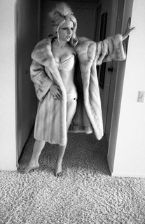 1960s Doris Nieh negative sexy pinup girl Mayte in fur coat & bikini n300518