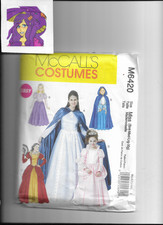 McCall's Costumes M6420 Miss Sml Med Lrg Xlg Dress Cape New Uncut Easy Children