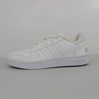 Adidas Hoops 2.0 Low Shoes Womens Sz 7 Triple White Casual Sneaker B42096 *Read*