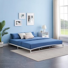 6" Metal Bed Frame Twin Full Queen Platform Heavy Duty Steel Slat Support White