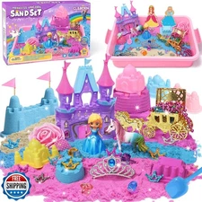 TUZT Princess Unicorn Sensory Bin Sandbox for Girl Kid Toys, 2lbs Color Senso