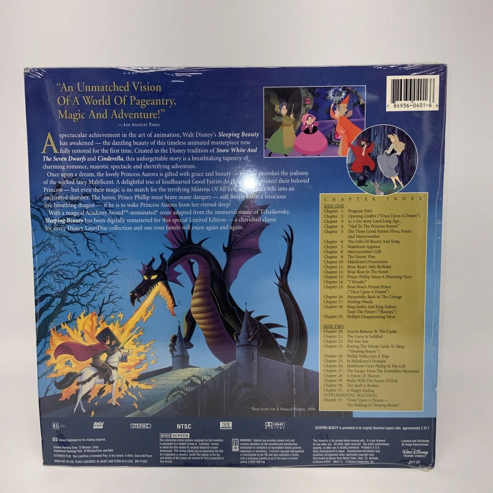 LASERDISC ~ SLEEPING BEAUTY Walt Disneys Masterpiece Movie Widescreen New Sealed - Image 2 of 2