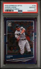 2020 PANINI DONRUSS OPTIC #130 AARON JUDGE #184 PURPLE PANDORA PRIZM /99 PSA 10