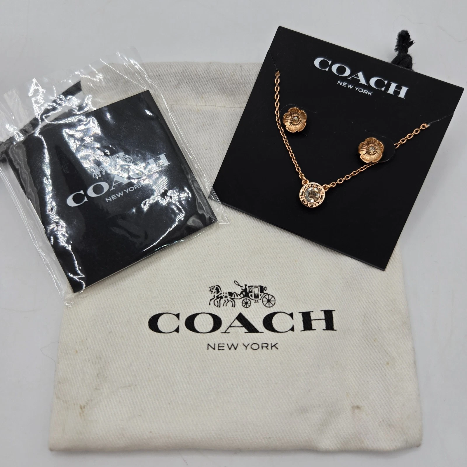 Set collana e orecchini Coach cerchio aperto tè tono oro rosa