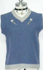 Italy Blue Wool Sweater Vest Over Coat Jacket Women Winter Dirndl Vest 6 S