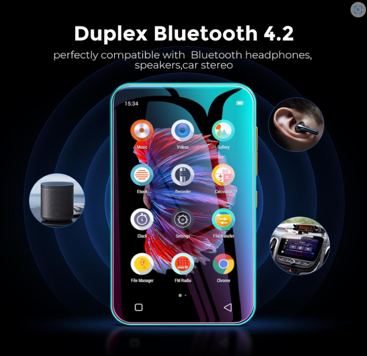 TIMMKOO 72GB MP3 Player with Bluetooth, 4.0" Full Touchscreen Mp4 Mp3