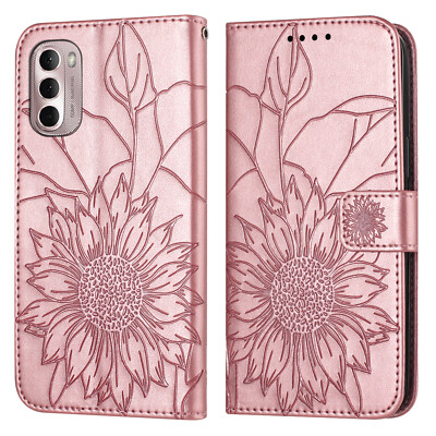 Handyhülle für Motorola E20 G10 G30 G Stylus Sunflower PU Leder Geldbörse Etui