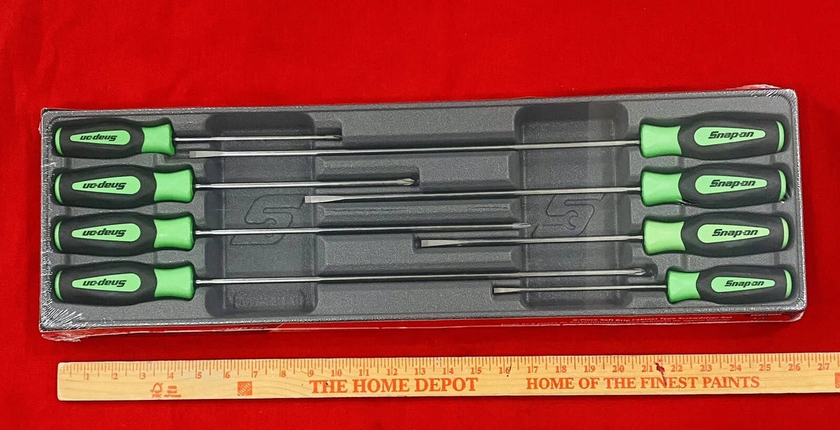 Snap On Long Screwdriver Set 8 Piece Green Instinct Handle Set SGDXL80BG