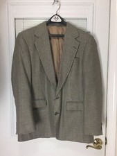Men's Tan Two-Button Blazer Sports Coat Jacket W/ Blue  Olive Green Undertones