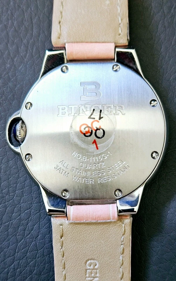 Reloj mujer Binger cuarzo con correa de cuero rosa Foto 2 de 4