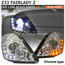 LED Headlights Lamps Chrome for NISSAN FAIRLADY Z Z33 350Z Early Roadster RHD
