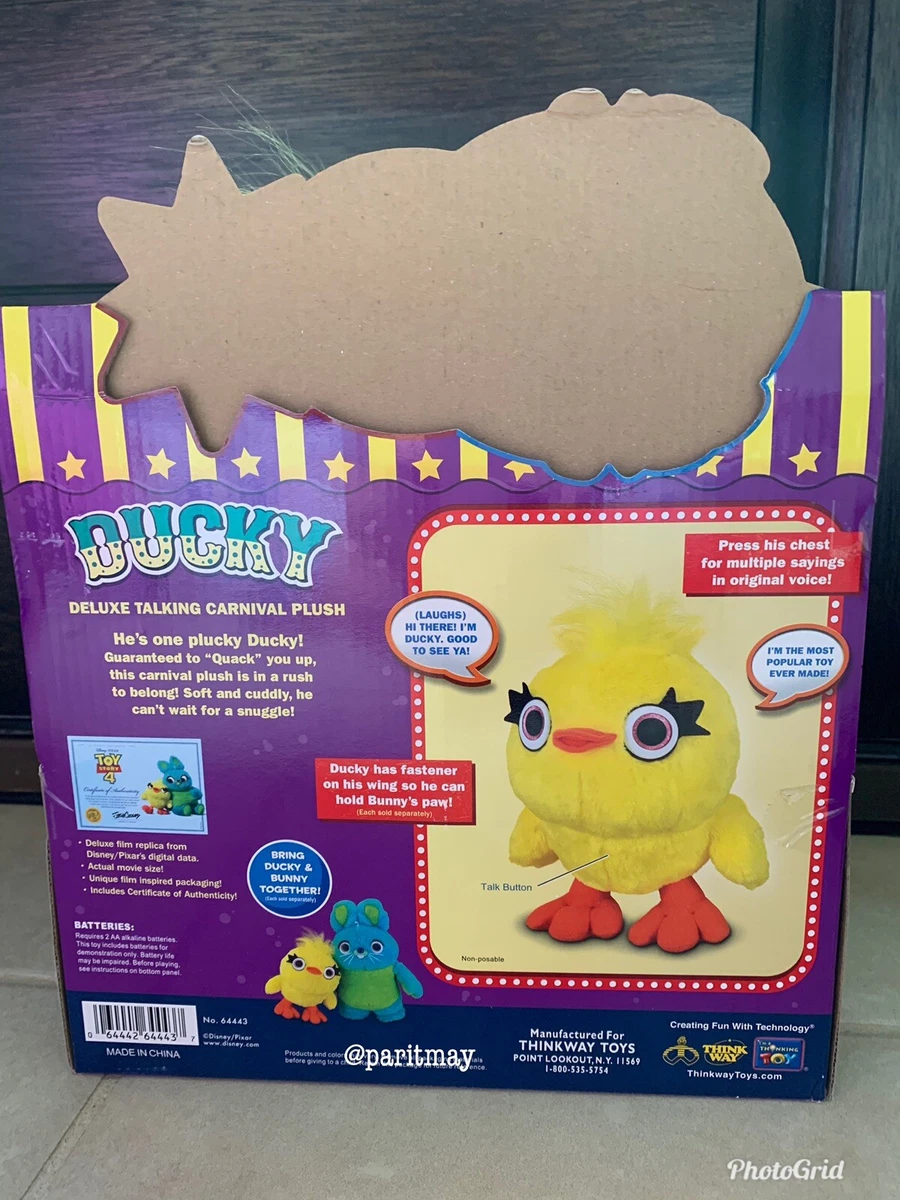 Toy Story 4 SIGNATURE COLLECTION DUCKY Deluxe Talking Plush 12 IN HANDS