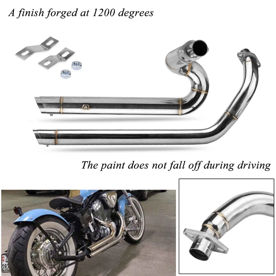 Shortshots Staggered Exhaust Pipes For Honda VT600C Shadow VLX600 VLX400 VT400 Foto 4 de 4