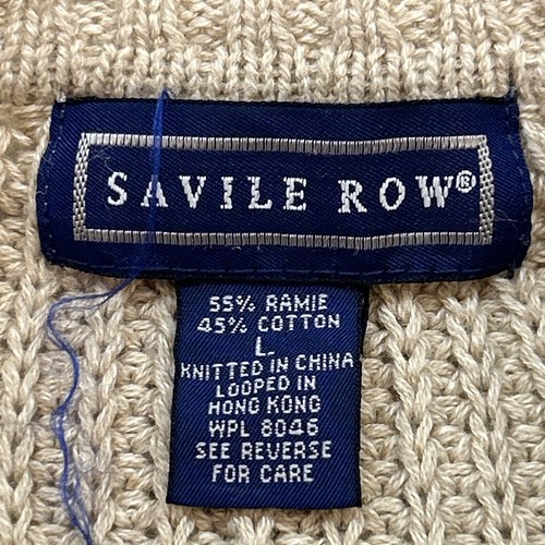 Savile Row Sweater Men's Size Large Beige Knitted Long Sleeve Crewneck Pullover - Picture 8 of 9