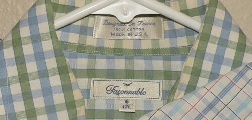 Set 3 faconnable Herren Large 6/17L LS Knopf Shirts Kariert/Schecks Made USA - Bild 3 von 4
