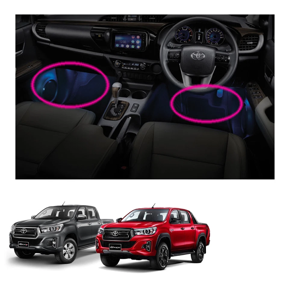 Lámpara LED azul genuina para habitación de piernas 4 puntos azul para Toyota Hilux Revo Rocco 2015 19 Foto 4 de 4