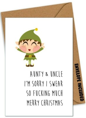 TANTE & ONKEL ZU WEIHNACHTEN KARTE lustige Komödie Schritt von Tochter Sohn lustig DD