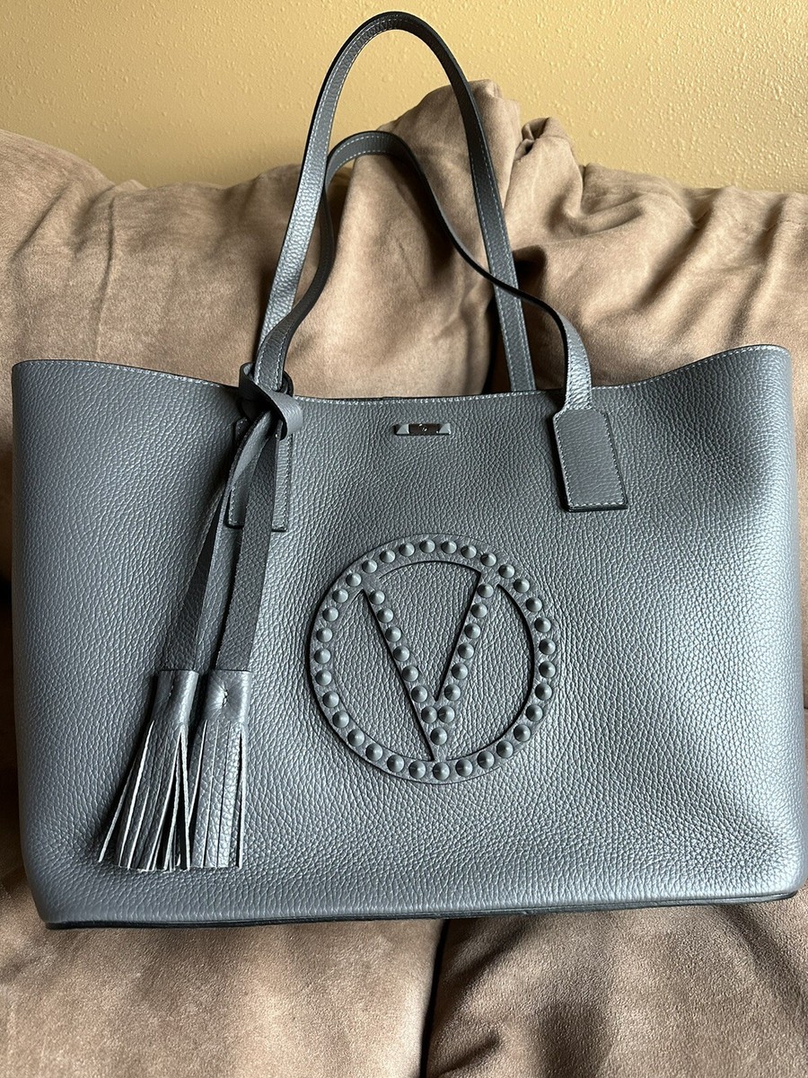 Mario Valentino Soho Rock VA2845 Genuine Leather Tote Grey Mario Valentino Soho Rock VA2845 Genuine Leather Tote Grey