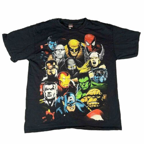 Mad Engine Marvel 90s Comics T-Shirt Mens L AOP Heroes Character Face Tee Shirt - Picture 1 of 10