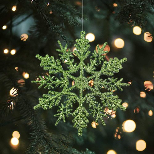 Fiocchi di Neve Luminosi 10 cm 24 Pezzi Fiocchi di Neve Invernali Decorazione Fiocchi di Neve per K - Foto 8 di 15