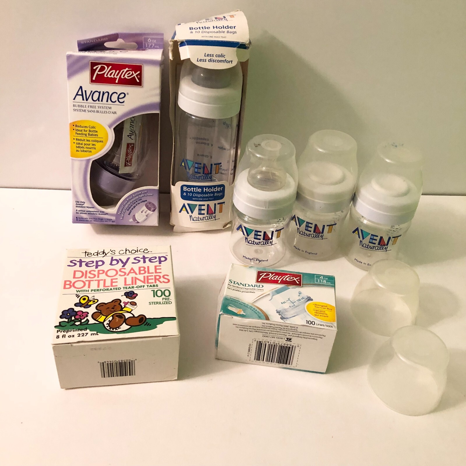 Assorted Lot of Playtex Avent Baby Bottles Disposable Bottle Liners