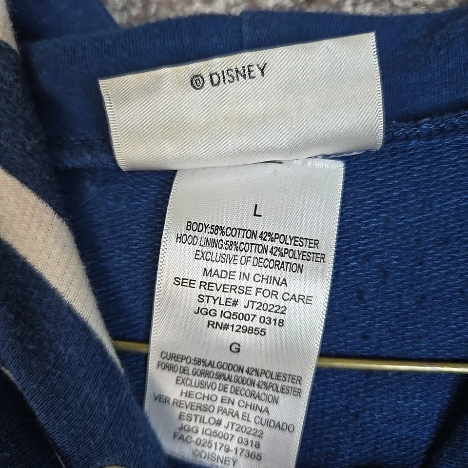 Disney Parks Hoodie Women Large Blue Striped Mickey Minnie In Love Pullover  - Изображение 2 из 4